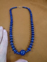 (v658-2) 23&quot; long blue Lapis lazuli gemstone graduated bead beaded Necklace gem - £163.46 GBP