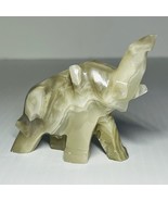 Elephant Hand Carved Marble Figures Statue Set Of 2 Different Colors - £23.36 GBP