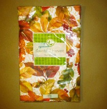 Bountiful Harvest Vinyl Tablecloth Round 60&quot; Fall Leaf Design - $148.66 MXN
