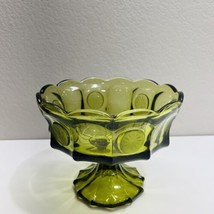 Fostoria Glass Compote Coin Pedestal Fruit Bowl Olive Green Large Round ... - £33.12 GBP