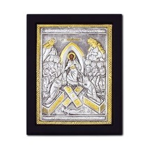 9 1/2&quot; Greek Orthodox Resurrection Engraved Bicolor Greek Orthodox Icon - $23.03