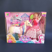 Kids Doll Set w/ Princess Doll, Horse &amp; Hair Accessories Cute Little Girls Gifts - £27.45 GBP