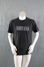 Retro Nirvana Shirt - Silver Script Band Name Graphic - Men&#39;s Large - £39.02 GBP