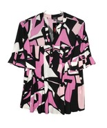 NWT Cocomo Plus Size 3X Pink Multi Color Studded Pintuck 3/4 Sleeve Blouse Top - £27.86 GBP