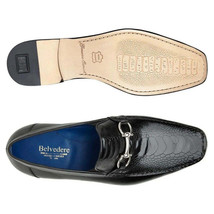 Belvedere Men's Bruno Genuine Ostrich Leg and Italian Calf Loafer Black 1026 image 4