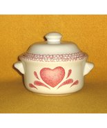 Stoneware Individual Casserole with Lid White Pink Heart design - £3.86 GBP