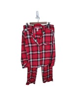 Victoria&#39;s Secret Flannel Pajamas Long Sleeve Shirt Pants Size Small Red Plaid - £22.92 GBP