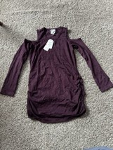 Hippie Rose Purple Cold Shoulder Ruched Size Pull Over Tunic Top Size Medium - £13.97 GBP