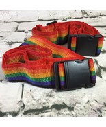 Luggage Straps Set Of 2 Rainbow W Blank Luggage Tags Black Plastic Buckl... - £15.76 GBP