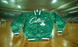 Majestic Boston Celtics Jacket Satin Quilted USA NBA Basketball XL Retro... - £205.01 GBP