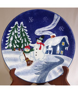 CHRISTMAS HOLIDAY HOME ACCENTS SNOWMAN DINNER SALAD PLATE EARTHENWARE RI... - $187.01 MXN