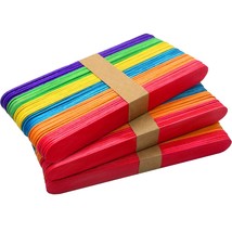 120 Pcs 6 Colored Jumbo Wooden Craft Sticks, Rainbow Wooden Popsicle Sti... - £11.35 GBP