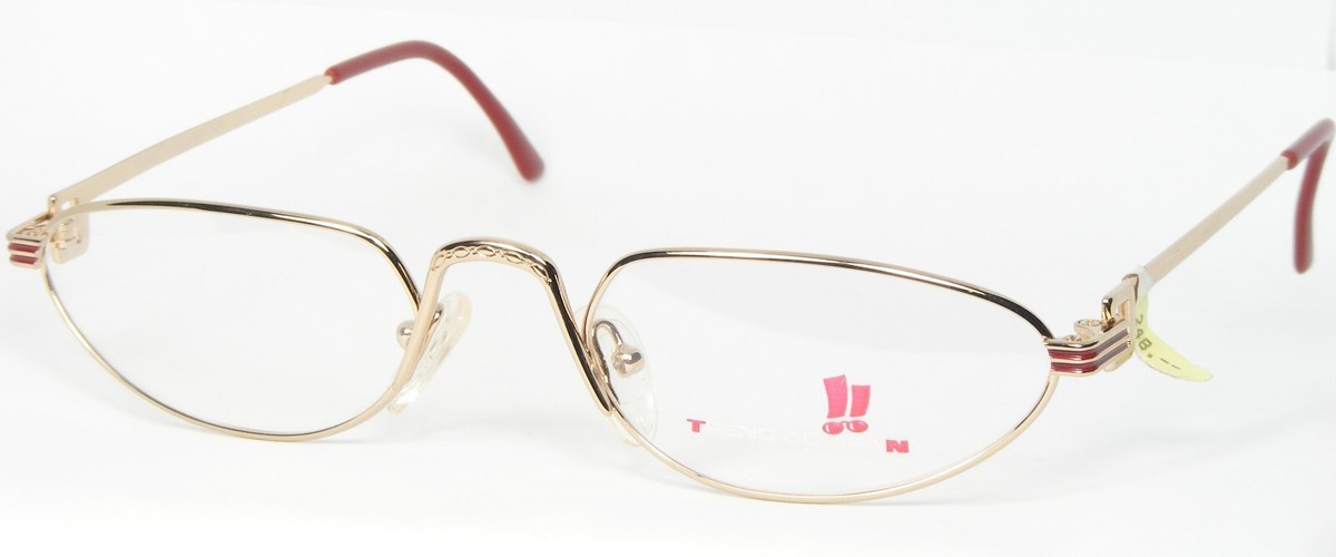 Vintage Trend Company 572 Col.3 Glänzende Gold / Rote Brille 53-20-140mm - $66.32