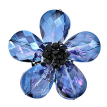Shimmering Prism of Blue and Purple Glass Floral Statement Brooch Pin - £13.81 GBP