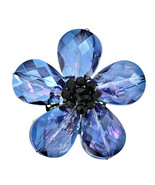 Shimmering Prism of Blue and Purple Glass Floral Statement Brooch Pin - £13.62 GBP