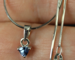 vintage STERLING SILVER aquamarine .925 18&quot; gemstone necklace pendant SI... - $39.99