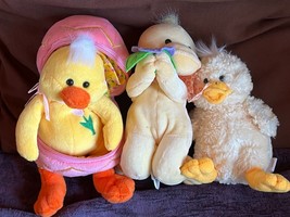 Lot of TY Plush Yellow QUACKLY Easter Chick Plushland Duck in Pink Easter Egg w - £11.90 GBP