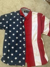 Red Head Men&#39;s American Flag Stars Stripes Red White Blue Short USA Size 2XL - £10.11 GBP