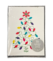 Christmas Holiday Cards Merry and Bright Tree Lights Graphic 16 w Envs - $15.45