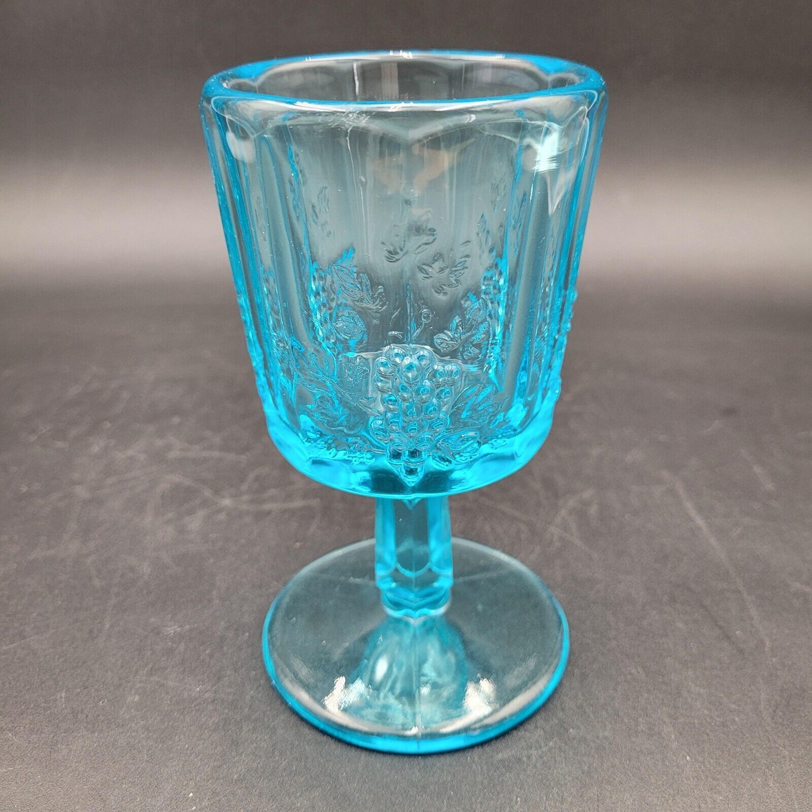 Vintage Westmoreland Crystal Paneled Grape Blue Opalescent Water Goblet ... - $14.84