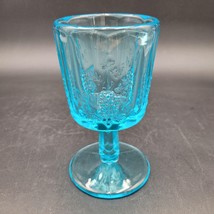 Vintage Westmoreland Crystal Paneled Grape Blue Opalescent Water Goblet 5 7/8&quot; - £11.66 GBP