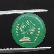 Antique Green AGATE SEAL BEAD &quot; Queen, Intaglio Stamp Ring Cabochon - £38.16 GBP