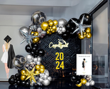 Black and Gold Silver Balloon Garland Arch Kit 135Pcs with Starburst 4D ... - $35.36