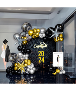 Black and Gold Silver Balloon Garland Arch Kit 135Pcs with Starburst 4D ... - £27.69 GBP