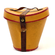 Vintage Candy Container Germany Hat Box Luggage 2&quot; Leather Paper Strap   - £119.91 GBP