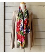 Colorful Jungle Print Scarf with Cheetah Cat Floral Rectangle 54” Long 1... - $199.46 MXN