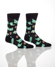 Yo Sox Men's Premium Crew Socks Dollar Bills Cotton Antimicrobial Size 7 - 12