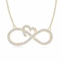 ANGARA Diamond Heart and Sideways Pendant Necklace in 14K Gold (GVS2, 0.16 Ctw) - £512.96 GBP