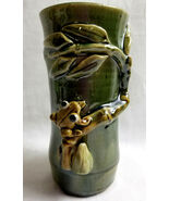  Art Pottery Bamboo Tree Frog Vase  7.5&quot; Tall Green Glazed Shinny - €38,82 EUR