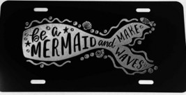 Mermaid Tail Car Tag Engraved Etched on Gloss Black Aluminum License Pla... - £18.33 GBP