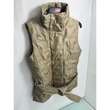 Talbots Vest Jacket Goose Down Full Zip Wrap Beige Nylon Mock Neck Small S - £19.76 GBP