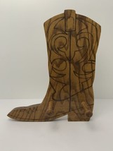 Vintage BOOT Shaped Coat Rack Wood 2 Hooks Hand Made Cowboy Western Decor 1986 - $24.70