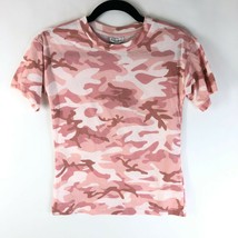 Love Fire Womens T Shirt Top Crew Neck Short Sleeve Camouflage Camo Pink M - £7.61 GBP