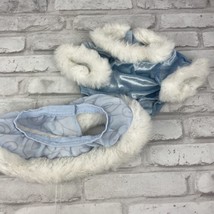 Build A Bear Light Blue Velvet Outfit White Fur Trim Body Suit Skirt Ear Muffs - £11.91 GBP