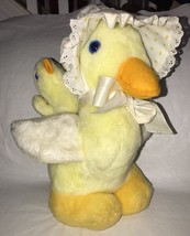 Bantam Duck Momma &amp; Baby Musical Moving Yellow Pastel Toy Vintage Plush 15” - £17.01 GBP