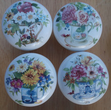 Ceramic Cabinet Knobs Coffee Cups N Flowers Bouquets #2 (4) - £17.64 GBP
