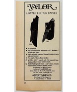 1981 Valor Limited Edition Knives Advertisement Advent Sales Vintage F15Y - $19.99