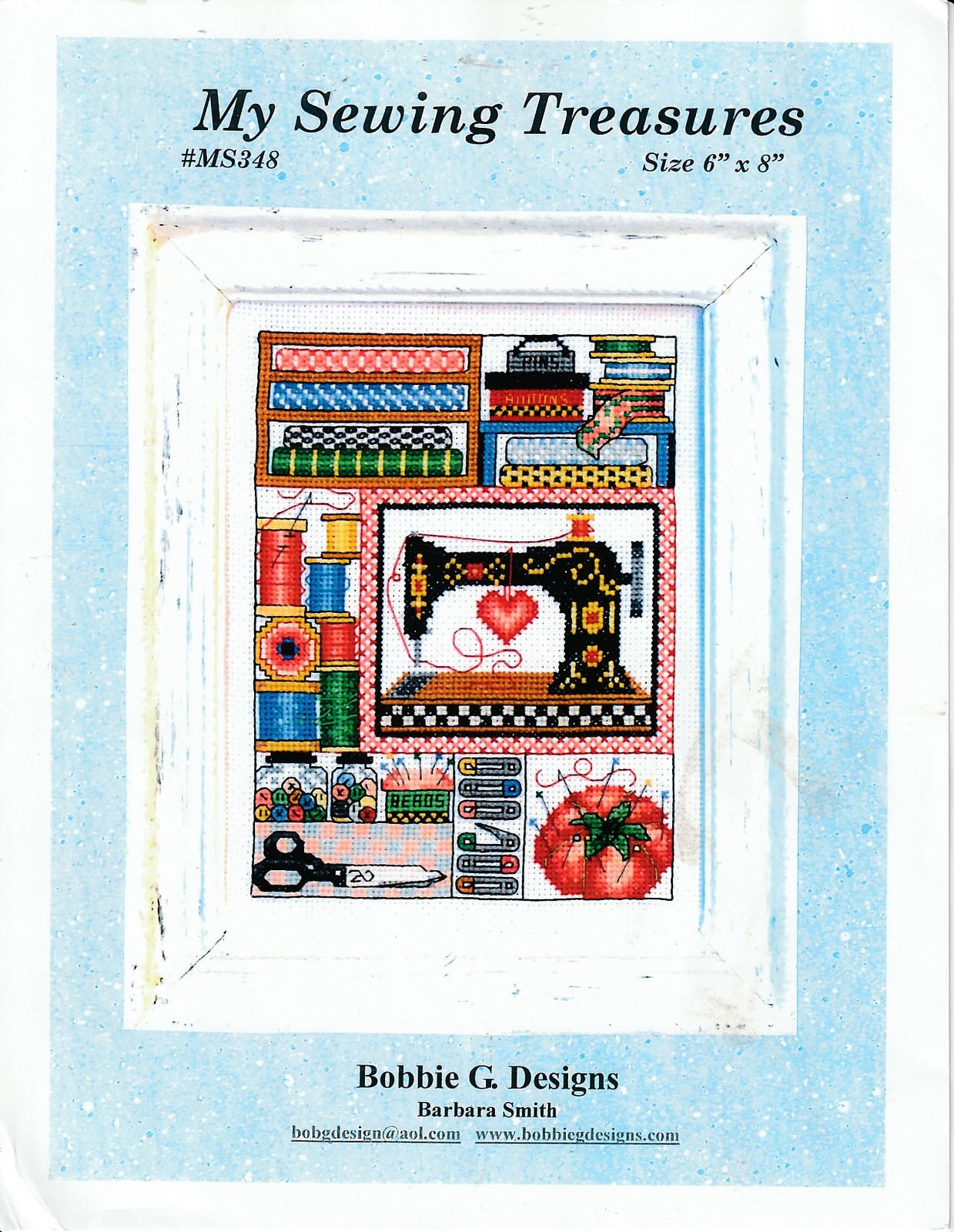 Counted Cross Stitch Pattern by Bobbie G. Designs My Sewing Treasures #MS348 - $12.00