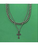 Double Layer Titanium Steel Cross Pendant Necklace for Men Women,Punk Hi... - €12,06 EUR