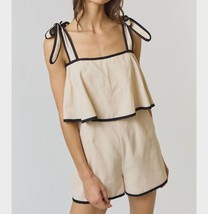 Lalavon waiting for you romper in Oatmeal/Black - size L - £39.81 GBP