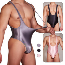 Men Sexy Sheer Oil Shiny Jockstrap Bodysuit Underwear Leotard Wrestling ... - £7.64 GBP+