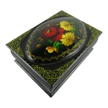 Vintage Russian  Painted Bubble Top Hinged Lacquer Miniature Box 1.75 inch - $16.44