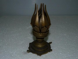 Antique Bronze Candle Holder Opens Folds as Lotus Flower Base as Tortois... - $179.40