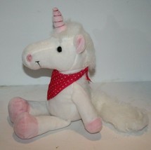 Unicorn White Plush Pink Stars Scarf Bandana 12&quot; Stuffed Animal Small Soft Toy - $9.75