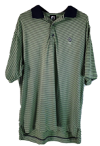 Foot Joy Polo Shirt Mens Size XL Green Navy Striped Knit Short Sleeve Collared - £11.76 GBP