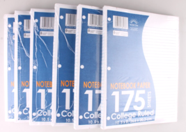6 Pack of Norcom Notebook paper, college ruled, 175 sheets - Back To School - £6.38 GBP